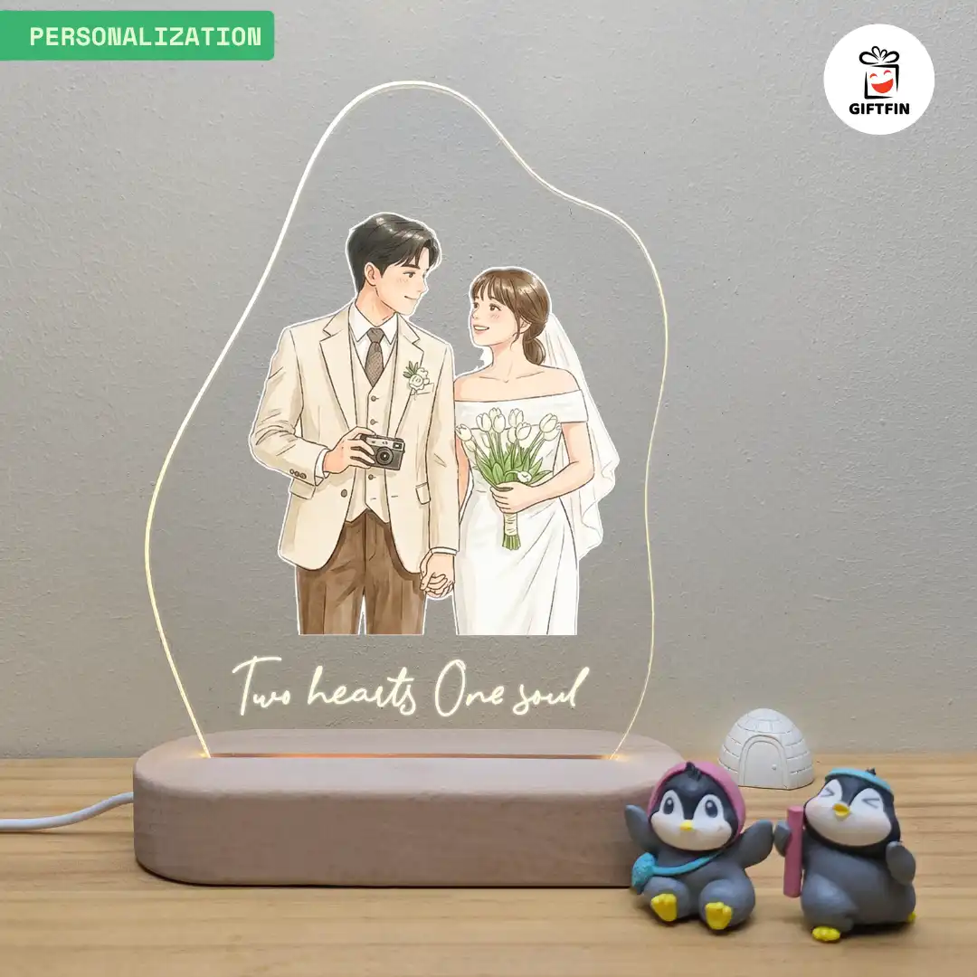โคมไฟอะคริลิค LED (แบบที่ 19) กรอบ Freeform | ของขวัญวันเกิด ของให้แฟน ของขวัญวันครบรอบ | GiftFin - Image 2
